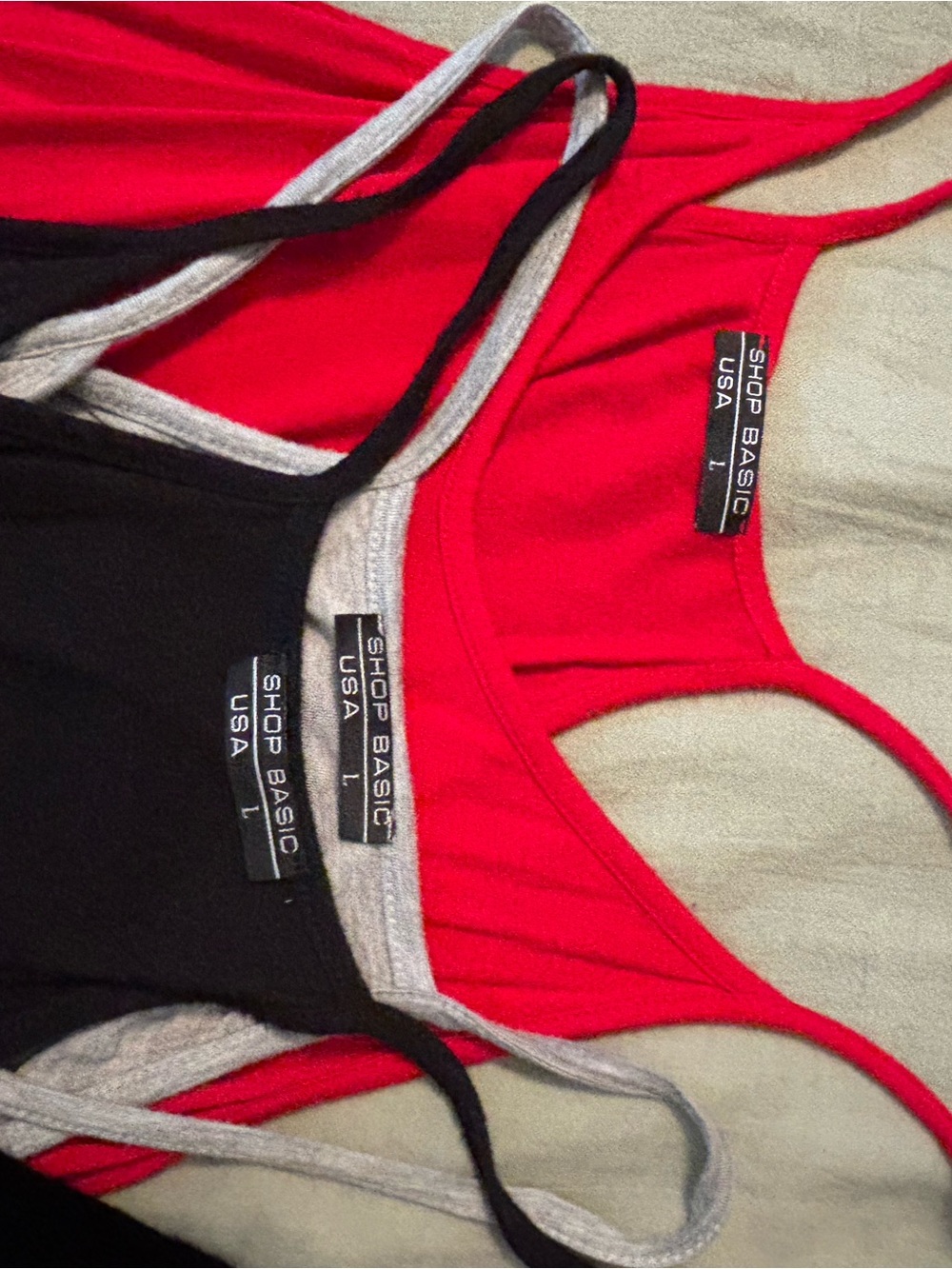 Women's romper - 3-Pack Essentials in red, black, and grey